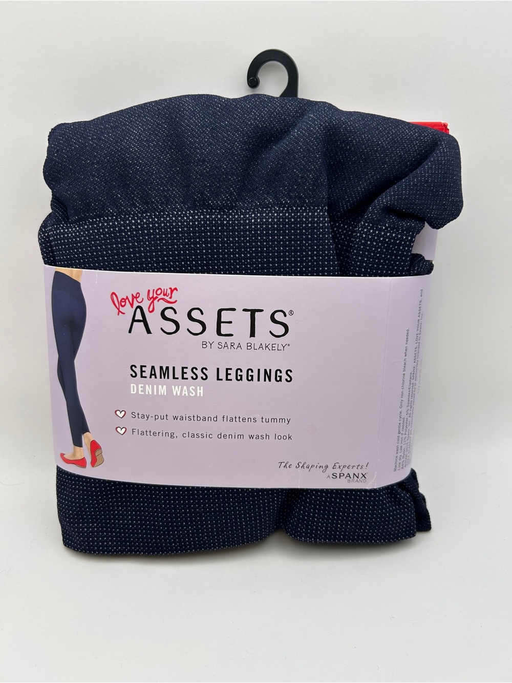 NWT Spanx Love Your Assets Sara Blakely Seamless Leggings Large Dark Denim Wash